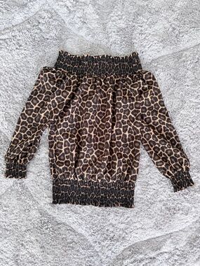 Michael Kors leopard- print off the shoulder top, size XS